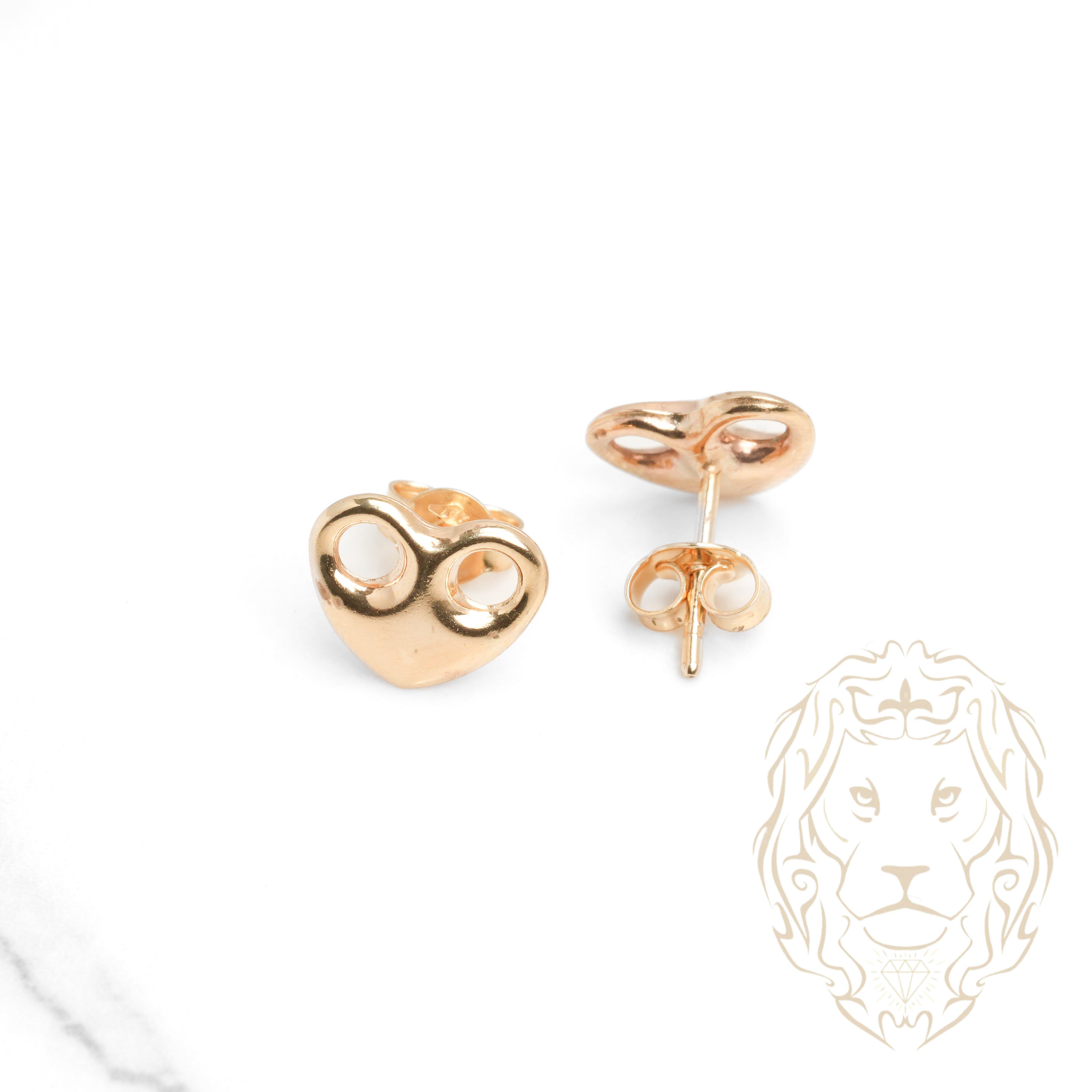 Studs - Or 10K jaune cœur troué - BOG943