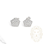 Studs - Or 10K blanc pentagone pavé de cz - BOG946