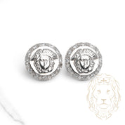 Studs - Or 10K blanc méduse pavé de cz - BOG947