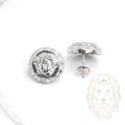 Studs - Or 10K blanc méduse pavé de cz - BOG947