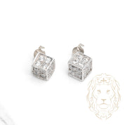 Studs - Or 10K blanc dé pavé de cz - BOG948
