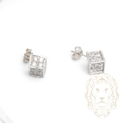 Studs - Or 10K blanc dé pavé de cz - BOG948
