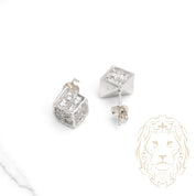 Studs - Or 10K blanc dé pavé de cz - BOG948