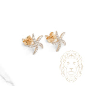 Studs - Or 10K deux tons jaune & blanc étoile de mer pavé de cz - BOG952