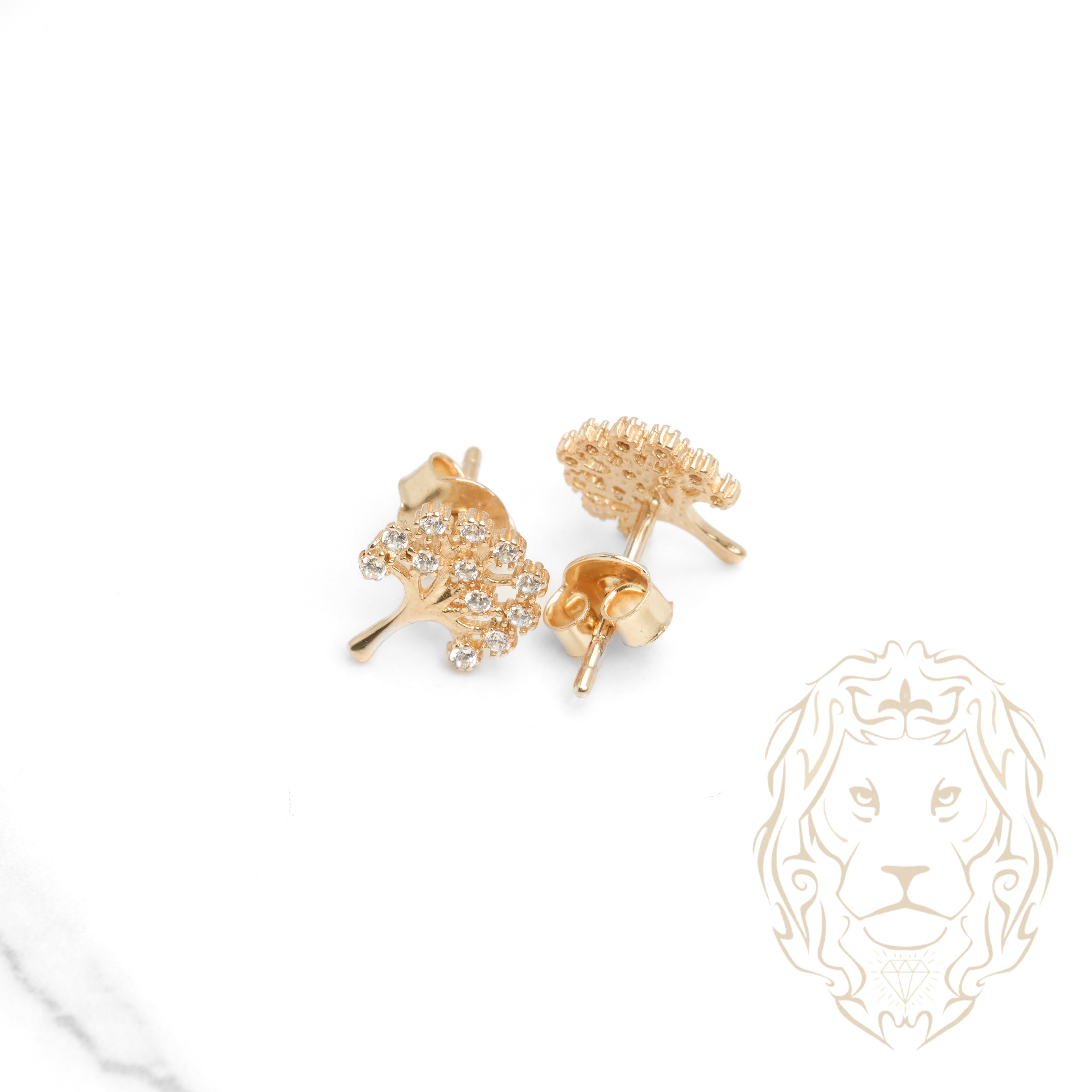 Studs - Or 10K jaune arbre pavé de cz- BOG953