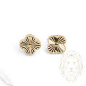 Studs - Or 10K jaune trèfle guilloché - BOG955