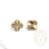 Studs - Or 10K jaune trèfle guilloché 12mm - BOG1218