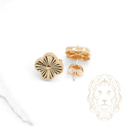 Studs - Or 10K jaune trèfle guilloché - BOG955