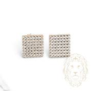 Studs - Or 10K deux tons jaune & blanc carré pavé de cz - BOG956