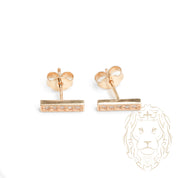 Studs - Or 10K jaune barre pavé de cz - BOG957