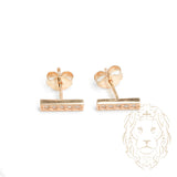 Studs - Or 10K jaune barre pavé de cz - BOG957