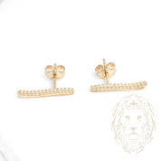 Studs - Or 10K jaune barre mince pavé de cz - BOG958