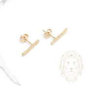 Studs - Or 10K jaune barre mince pavé de cz - BOG958