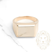 Bague - Or 14K jaune signet rectangulaire fini miroir - RIG832