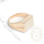 Bague - Or 14K jaune signet rectangulaire fini miroir - RIG832