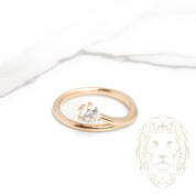 Bague - Or 14K jaune solitaire asymétrique diamant lab 0.50CT coupe rond brillant - RIGL071