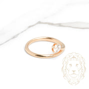 Bague - Or 14K jaune solitaire asymétrique diamant lab 0.50CT coupe rond brillant - RIGL071