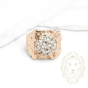 Bague - Or 10K deux tons jaune & blanc nugget pavé de pierres cz - RIG828