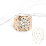 Bague - Or 10K deux tons jaune & blanc nugget pavé de pierres cz - RIG828