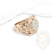 Bague - Or 10K deux tons jaune & blanc nugget pavé de pierres cz - RIG828