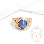 Bague - Or 10K jaune pierre bleue - RIG829