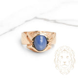 Bague - Or 10K jaune pierre bleue - RIG829