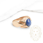 Bague - Or 10K jaune pierre bleue - RIG829