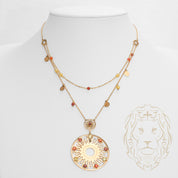 Collier - Or 18K jaune pendentif soleil avec pierres oranges & jaune - CHG788