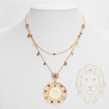 Collier - Or 18K jaune pendentif soleil avec pierres oranges & jaune - CHG788