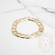 Bracelet - Or 10K jaune gourmette coupe diamant solide 12mm - BRG683