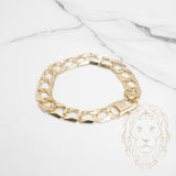 Bracelet - Or 10K jaune gourmette coupe diamant solide 12mm - BRG683