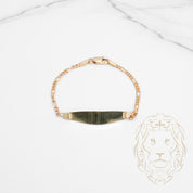 Bracelet - Or 14K jaune barre gravable 7mm & figaro - BRG732