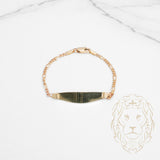 Bracelet - Or 14K jaune barre gravable 7mm & figaro - BRG732