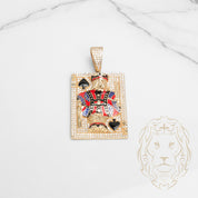 Pendentif - Or 10K jaune carte du roi de pique pavé de cz - PEG869
