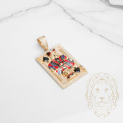 Pendentif - Or 10K jaune carte du roi de pique pavé de cz - PEG869
