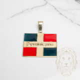 Pendentif - Or 10K jaune "Dominicano" drapeau de la République dominicaine - PEG871