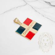 Pendentif - Or 10K jaune "Dominicano" drapeau de la République dominicaine - PEG871
