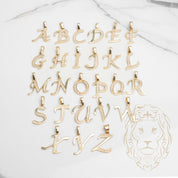 Pendentif - Or 10K jaune "M" script pavé de cz - PEG853