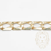 Bracelet - Or 10K jaune gourmette coupe diamant solide 12mm - BRG683