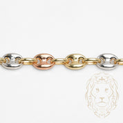 Bracelet - Or 10K tricolore jaune, blanc & rose ancre gonflé 7.6mm - BRG723