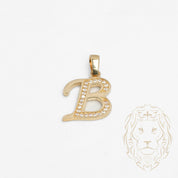 Pendentif - Or 10K jaune "B" script pavé de cz - PEG842