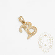 Pendentif - Or 10K jaune "B" script pavé de cz - PEG842