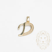 Pendentif - Or 10K jaune "D" script pavé de cz - PEG844