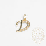 Pendentif - Or 10K jaune "D" script pavé de cz - PEG844