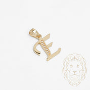 Pendentif - Or 10K jaune "E" script pavé de cz - PEG845