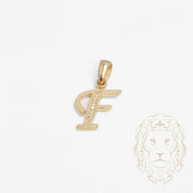 Pendentif - Or 10K jaune "F" script pavé de cz - PEG846