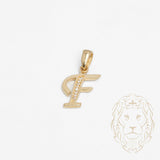 Pendentif - Or 10K jaune "F" script pavé de cz - PEG846