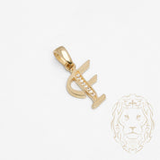 Pendentif - Or 10K jaune "F" script pavé de cz - PEG846