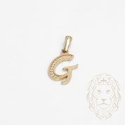 Pendentif - Or 10K jaune "G" script pavé de cz - PEG847