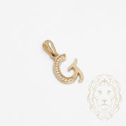 Pendentif - Or 10K jaune "G" script pavé de cz - PEG847